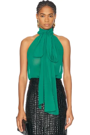 Tom Ford Sleeveless Lavalliere Blouse in - Green. Size 40 (also in ).