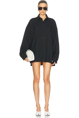 WARDROBE.NYC Oversize Shirt Mini Dress in - Black. Size XS (also in S, XXS).