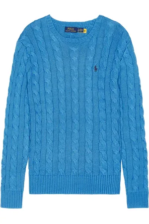Ralph Lauren Cable Knit Crewneck Sweater in - Blue. Size L (also in M, XL/1X).