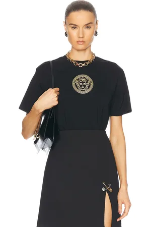 VERSACE Cropped T-shirt in - Black. Size 36 (also in 38, 40, 42).