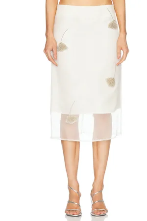 Rohe Embellished Tulip Organza Skirt in - White. Size 34 (also in 40, 42).