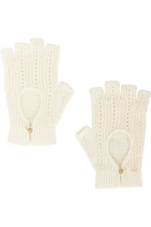 VALENTINO GARAVANI Fingerless Knitted Gloves in - Cream. Size all.