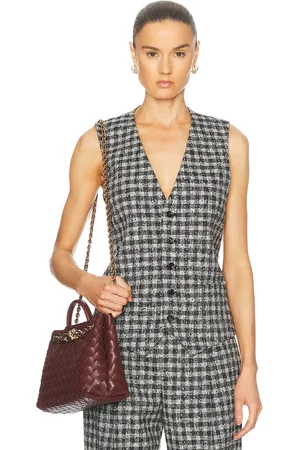 Bottega Veneta Wool Vest Top in Black Pear & Khaki - Black. Size 36 (also in 38, 40).