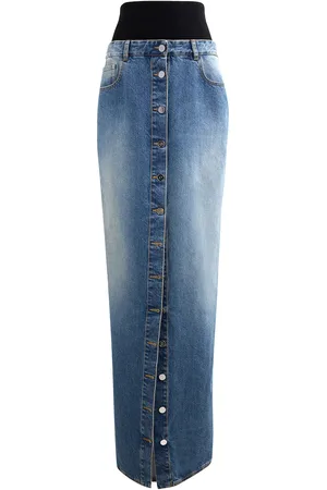 Alaïa Button Front Column Skirt in - Blue. Size 34 (also in ).