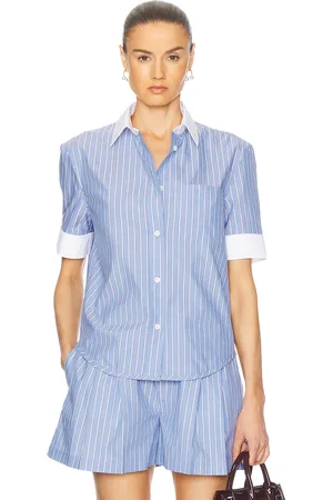Marni Short Sleeve Button Up Top in - Blue. Size 44 (also in ).