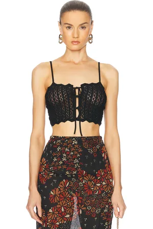 Saint Laurent Cropped Tank Top in - Black. Size L (also in M, XS).