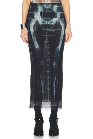 Jean Paul Gaultier Squeletor Skirt in Black Navy & Light Blue - Black. Size M (also in S, XS).