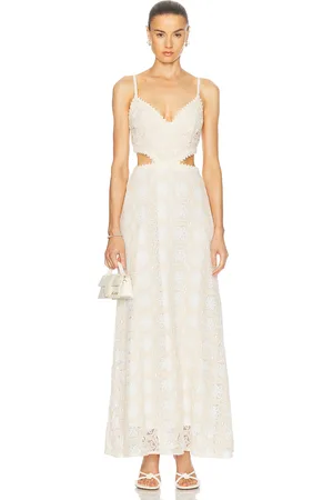 PATBO Natural Crochet Long Dress in - White. Size 8 (also in ).