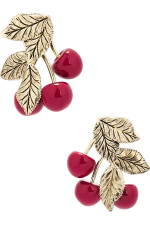 Saint Laurent Earrings in - Red,Metallic Gold. Size all.