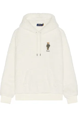 Ralph Lauren Hi Pile Fleece Novelty Bear Hoodie in - Cream. Size L (also in M, S, XL/1X).