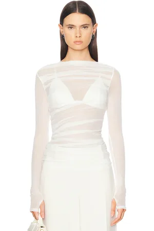 ENZA COSTA Draped Boatneck Top in - White. Size M (also in S).