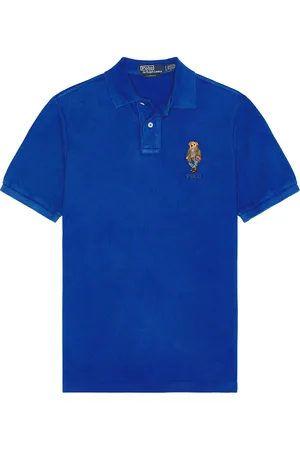 Ralph Lauren Short Sleeve Mesh Novelty Bear Polo Saltwash in - Blue. Size L (also in M, S).
