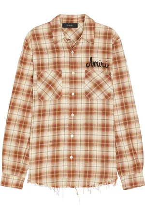 AMIRI Shotgun Flannel Shirt in - Brown. Size L (also in M, S, XL/1X).