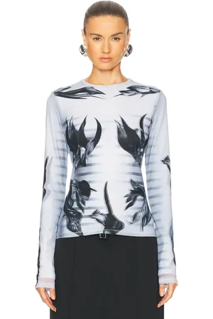 Jean Paul Gaultier Flower Body Morphing Mariniere Top in White Grey & Black - Grey. Size L (also in M, S, XL, XS, XXS).