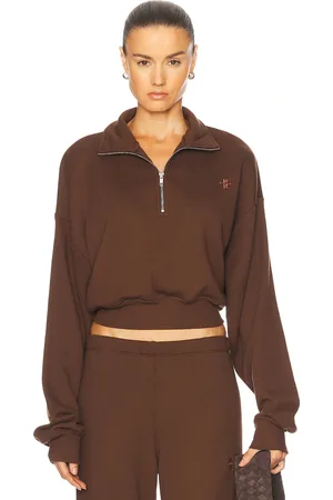 ÉTERNE Cropped Half-Zip Sweatshirt in - . Size L (also in M, S, XL, XS).