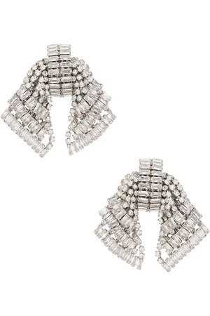 Alessandra Rich Crystal Bow Earrings in - Metallic Silver. Size all.
