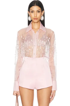 Retrofete Aubriella Embellished Shirt in - Pink. Size L (also in M, S, XL, XS).