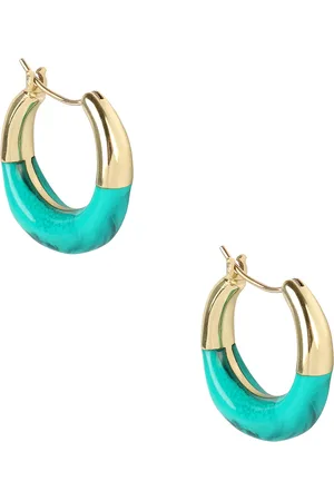 Dinosaur Designs Small Horn Hoop Earrings in - Teal. Size all.