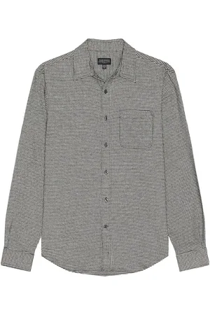 CLUB MONACO Lightweight Houndstooth Flannel Shirt in - Black. Size L (also in M, S, XL/1X).
