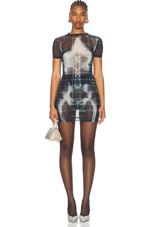 Jean Paul Gaultier Squeletor Short Dress in Black Navy & Light Blue - Black. Size L (also in M, S, XL, XS, XXS).