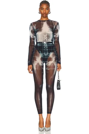 Jean Paul Gaultier Squeletor Catsuit in Black Navy & Light Blue - Black. Size M (also in S, XS, XXS).
