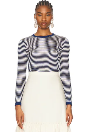VALENTINO Striped Long Sleeve Top in - Blue. Size M (also in S, XS).