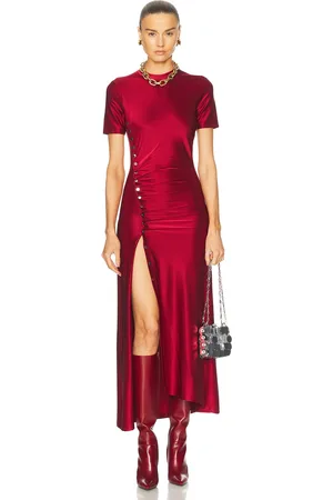 Paco rabanne Short Sleeve Midi Dress in - Red. Size 34 (also in 36, 38, 40, 42).
