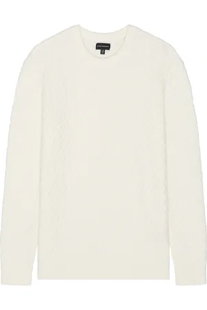 CLUB MONACO Boucle Half Diamond Crew Sweater in - Cream. Size L (also in M, S, XL/1X).