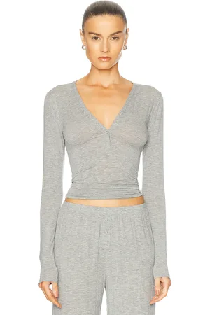 NEGATIVE UNDERWEAR Whipped Henley in - Light Grey. Size L (also in M, S, XL).
