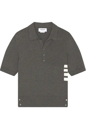 Thom Browne Jersey Stitch Relaxed Fit Short Sleeve Polo in - Grey. Size 1 (also in 2, 3, 4).