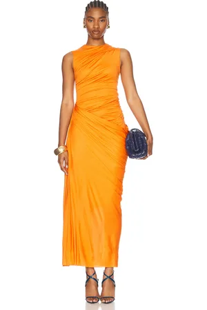 Alexander McQueen Jersey Midi Dress in - Orange. Size 36 (also in ).