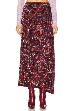 Paco rabanne Velour Skirt in - Red. Size 34 (also in 36, 38, 42).