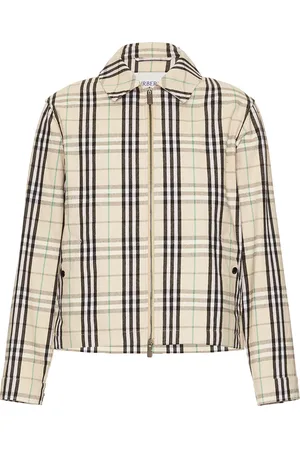 Burberry Flannel Zip Through Harrington in - Beige. Size L (also in M, S).