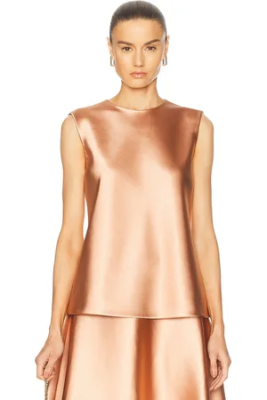 Carolina Herrera Sleeveless Belted Top in - Metallic Copper. Size 0 (also in 2, 4, 6, 8).