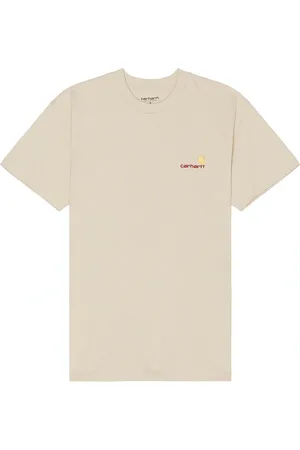 Carhartt S/S American Script T-Shirt in - Beige. Size L (also in XL/1X).