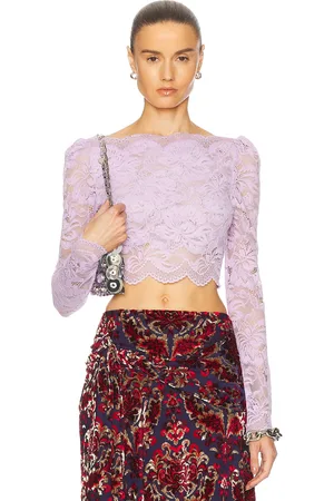 Paco rabanne Long Sleeve Lace Top in - Lavender. Size 34 (also in 36, 38, 40).