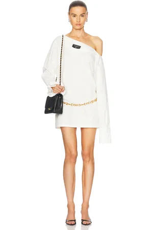 Balmain Open Neck Asymmetric Shirt Dress in - White. Size 36 (also in 38, 40).