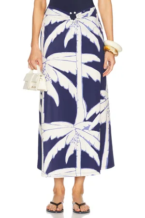 JOHANNA ORTIZ Palms Breath Of Life Midi Skirt in - Blue. Size 0 (also in ).