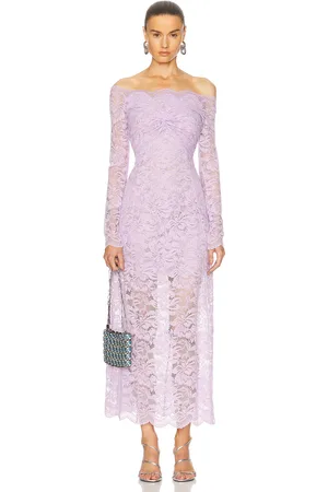 Paco rabanne Off The Shoulder Lace Dress in - Lavender. Size 36 (also in 38, 40).