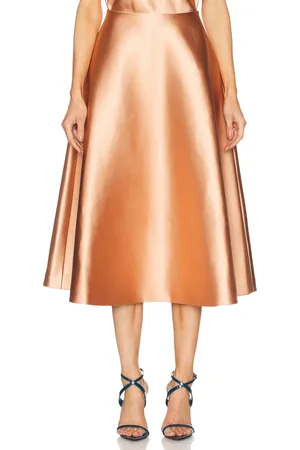 Carolina Herrera Midi Circle Skirt in - Metallic Copper. Size 2 (also in 6, 8).