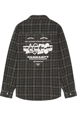 Carhartt Runaway Millett Shirt in Millett Check Black & Wax - Black. Size L (also in M, S).