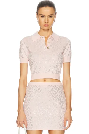 Casablanca Cropped Monogram Polo Top in - . Size L (also in S, XS).
