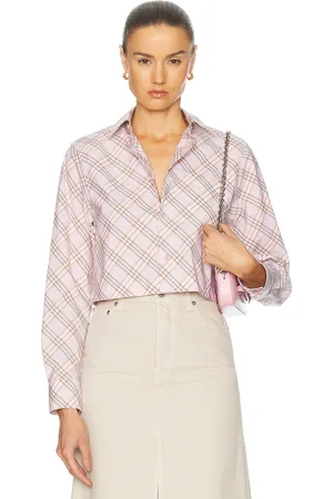 Burberry Long Sleeve Button Up Top in - Cream. Size 0 (also in 2, 4, 6).
