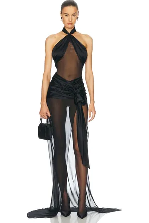 Mirror Palais Bow Wrap Dress in - Black. Size L (also in M).