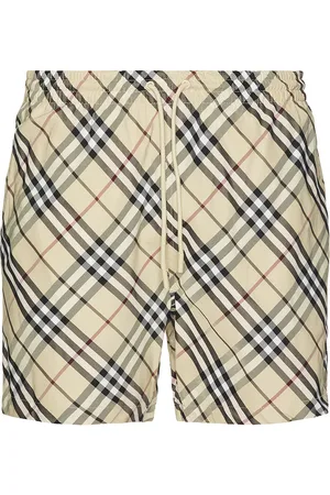 Burberry Printed Check Swim Short in - Cream. Size L (also in M, S).