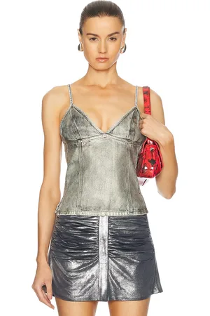 Diesel Denim Camisole Top in - Metallic Silver. Size M (also in S, XS).