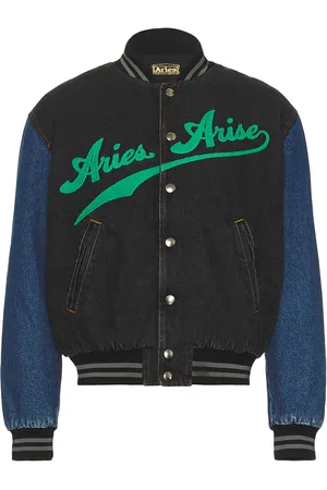 ARIES Varsity Denim Jacket in - Black,Blue. Size L (also in M, S).