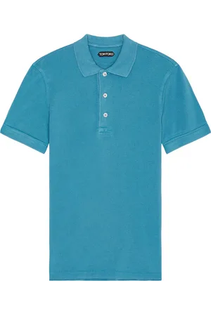 Tom Ford Lyocell Piquet Polo in - Baby Blue. Size 46 (also in 48, 50, 52).