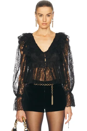 Chloé V Neck Ruffle Lace Blouse in - . Size 34 (also in 36, 40).