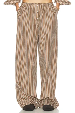 Helsa Pinstripe Poplin House Pants in - Brown. Size L (also in XL).